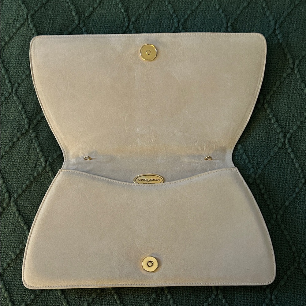 Vintage Charles Jourdan Suede & Leather Cream Shoulder Bag - Picture 7 of 10